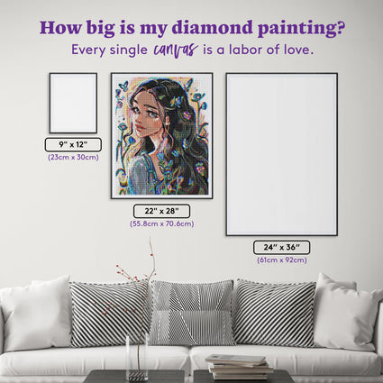 Diamond Painting Springtime Blossoms 22" x 28" (55.8cm x 70.6cm) / Round with 65 Colors including 3 ABs and 2 Fairy Dust Diamonds / 50,148