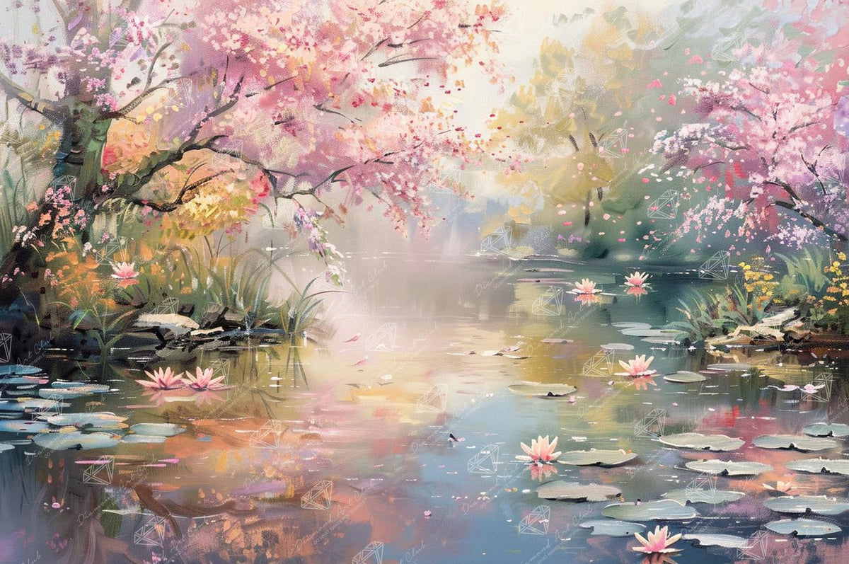 Diamond Painting Springtime Serenity 33" x 22" (83.7cm x 55.6cm) / Round With 61 Colors Including 3 ABs and 3 Fairy Dust Diamonds / 61,408