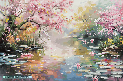 Diamond Painting Springtime Serenity 33" x 22" (83.7cm x 55.6cm) / Round With 61 Colors Including 3 ABs and 3 Fairy Dust Diamonds / 61,408