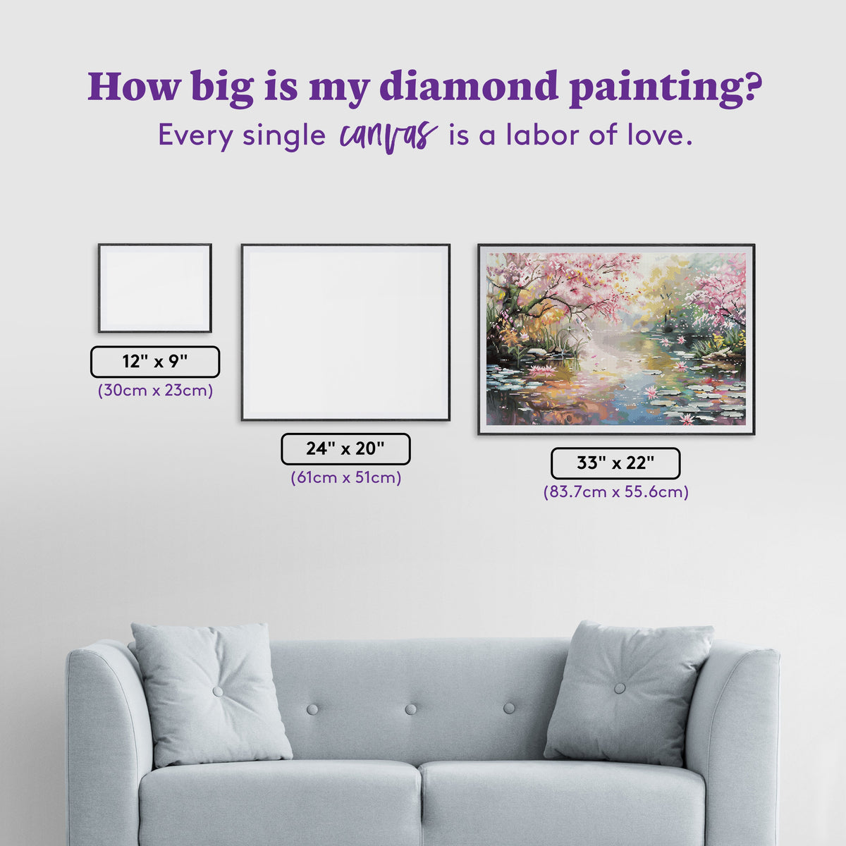 Diamond Painting Springtime Serenity 33" x 22" (83.7cm x 55.6cm) / Round With 61 Colors Including 3 ABs and 3 Fairy Dust Diamonds / 61,408