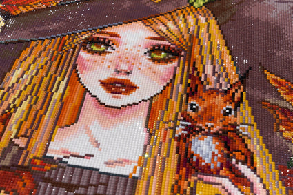 Diamond Painting Squirrel Witch 22" x 30" (55.8cm x 75.9cm) / Square with 63 Colors including 2 ABs and 1 Iridescent Diamond and 2 Fairy Dust Diamonds / 68,320