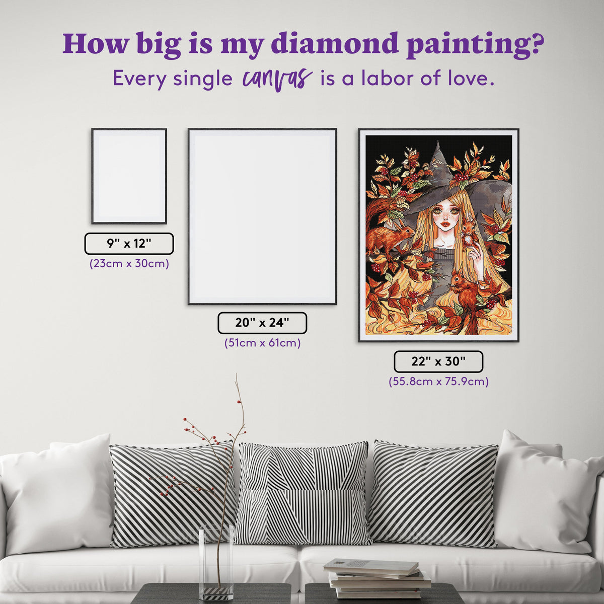 Diamond Painting Squirrel Witch 22" x 30" (55.8cm x 75.9cm) / Square with 63 Colors including 2 ABs and 1 Iridescent Diamond and 2 Fairy Dust Diamonds / 68,320