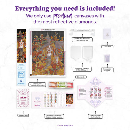 Diamond Painting Squirrel Witch 22" x 30" (55.8cm x 75.9cm) / Square with 63 Colors including 2 ABs and 1 Iridescent Diamond and 2 Fairy Dust Diamonds / 68,320
