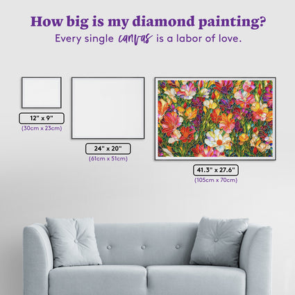 Diamond Painting Stained Glass Flower Garden 41.3" x 27.6" (105cm x 70cm) / Square with 60 Colors including 4 ABs and 1 Fairy Dust Diamonds / 118,301