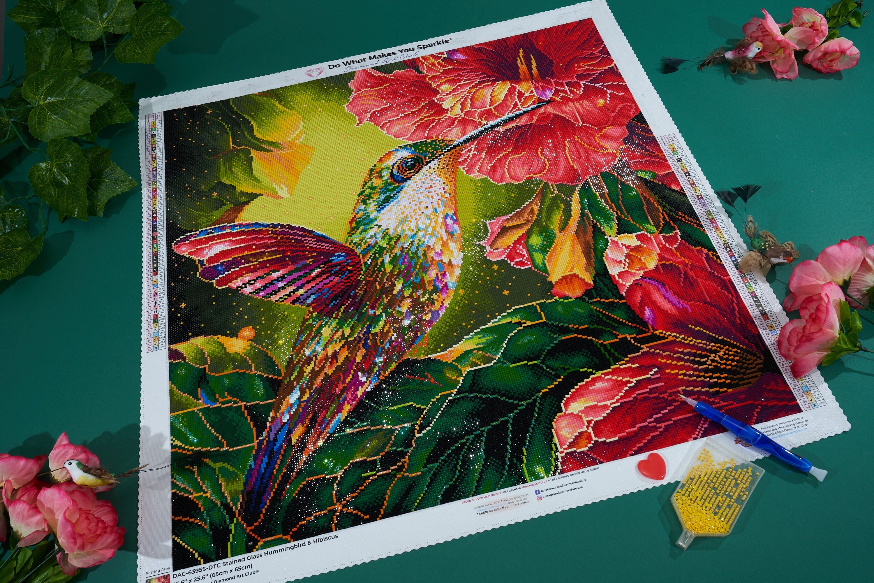 Stained Glass Hummingbird & Hibiscus – Diamond Art Club