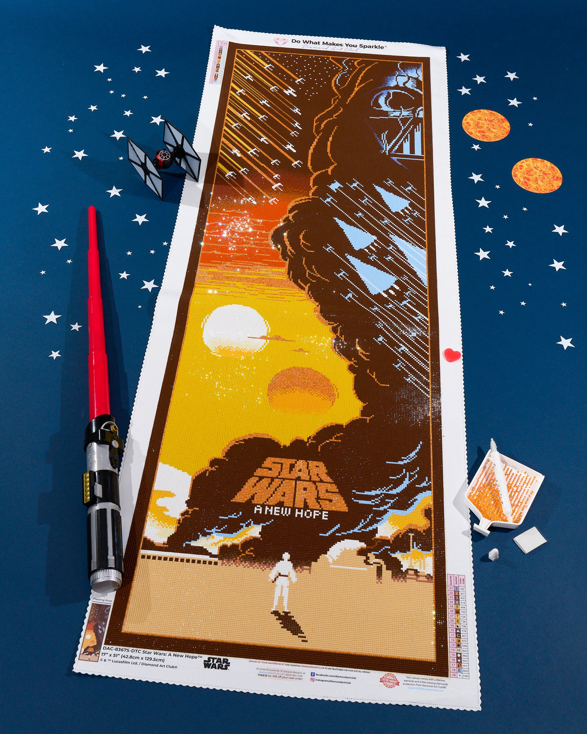 Diamond Painting Star Wars: A New Hope 17" x 51" (42.8cm x 129.5cm) / Square with 19 Colors including 1 AB and 2 Fairy Dust Diamonds / 89,440