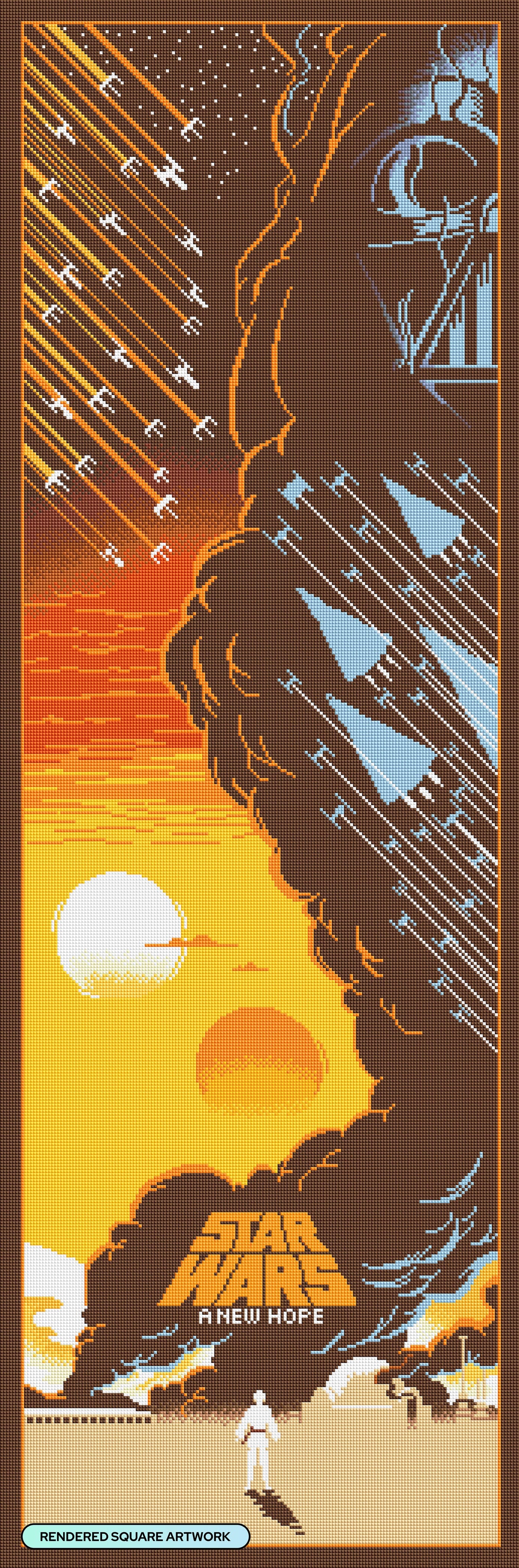 Diamond Painting Star Wars™: A New Hope 17" x 51" (42.8cm x 129.5cm) / Square with 19 Colors including 1 AB and 2 Fairy Dust Diamonds / 89,440