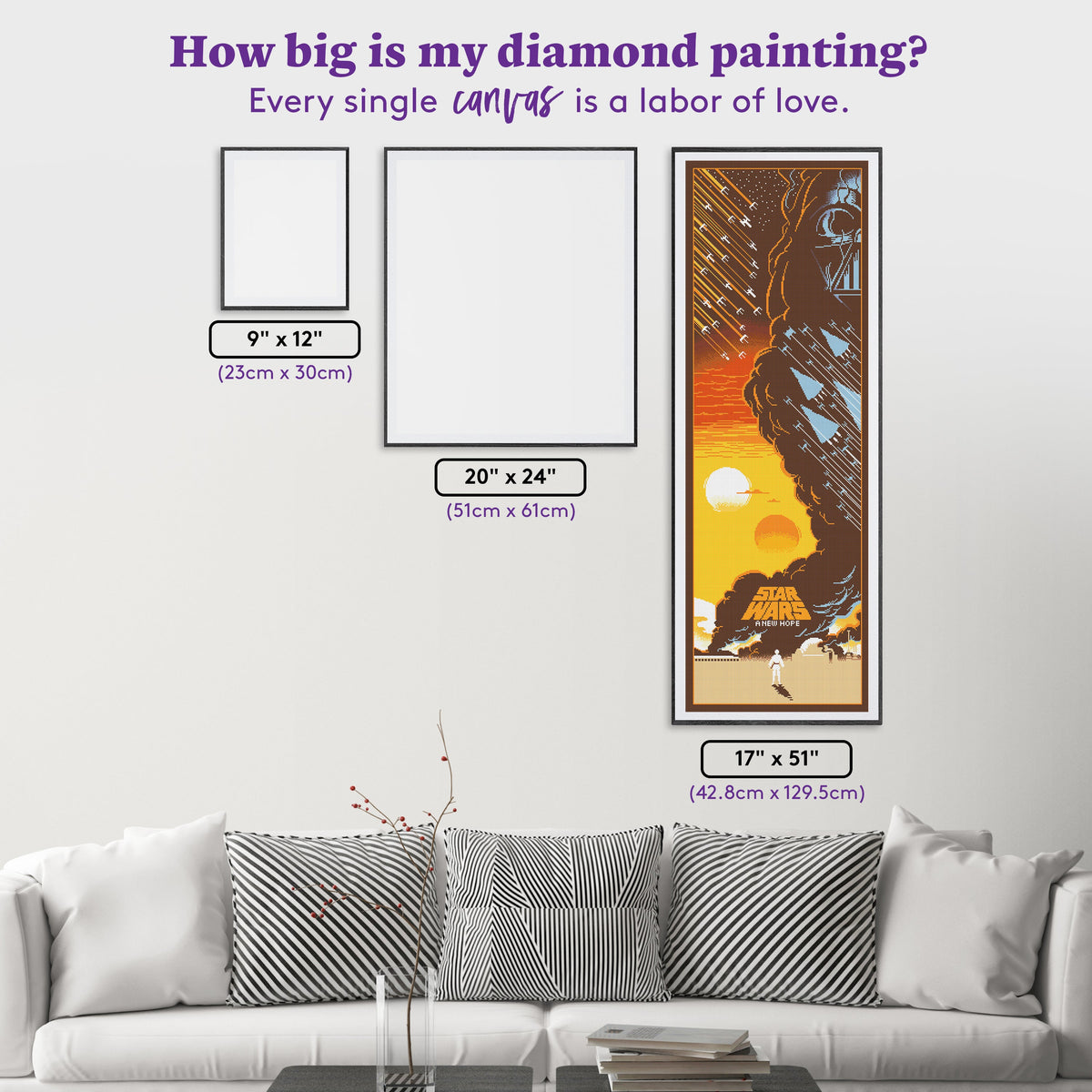 Diamond Painting Star Wars™: A New Hope 17" x 51" (42.8cm x 129.5cm) / Square with 19 Colors including 1 AB and 2 Fairy Dust Diamonds / 89,440