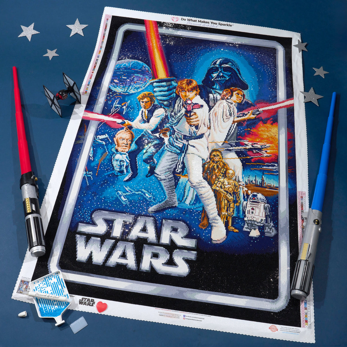 Diamond Painting Star Wars™ Movie Poster 27.6" x 41.3" (69.9cm x 104.8cm) / Square with 59 Colors including 2 ABs and 3 Fairy Dust Diamonds / 118,301