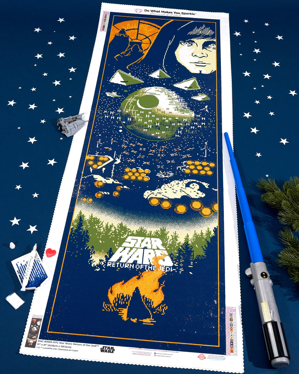 Diamond Painting Star Wars: Return of the Jedi 17" x 51" (42.8cm x 129.5cm) / Square with 16 Colors including 1 AB and 2 Fairy Dust Diamonds / 89,440