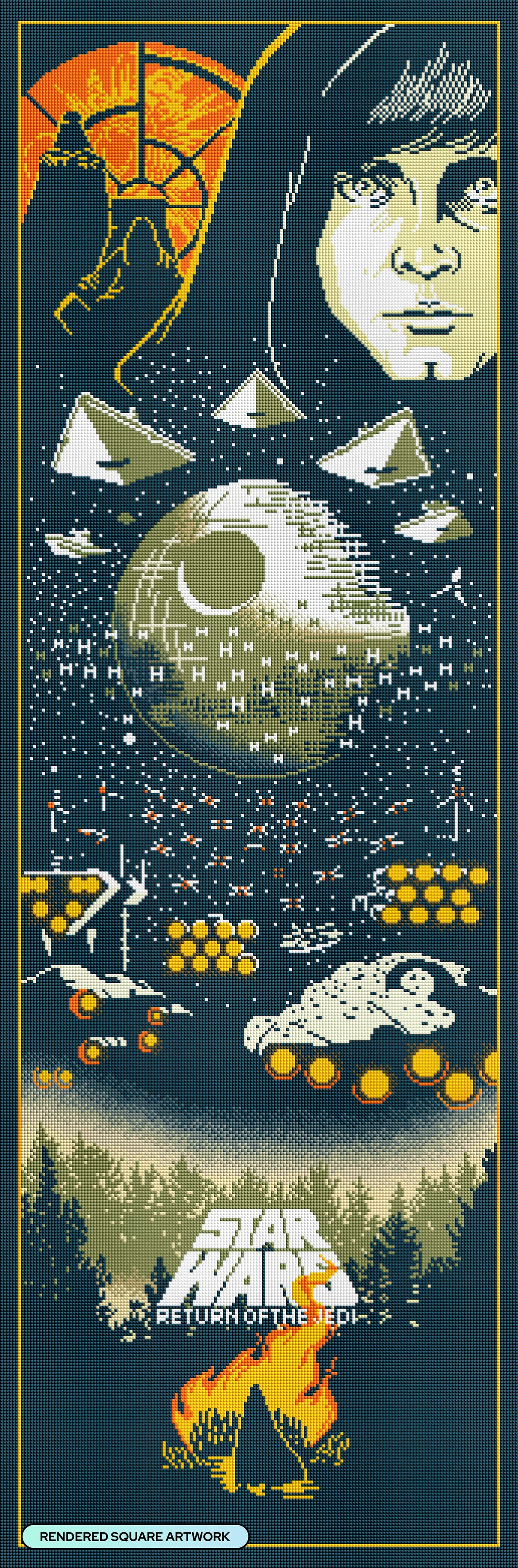 Diamond Painting Star Wars™: Return of the Jedi 17" x 51" (42.8cm x 129.5cm) / Square with 16 Colors including 1 AB and 2 Fairy Dust Diamonds / 89,440