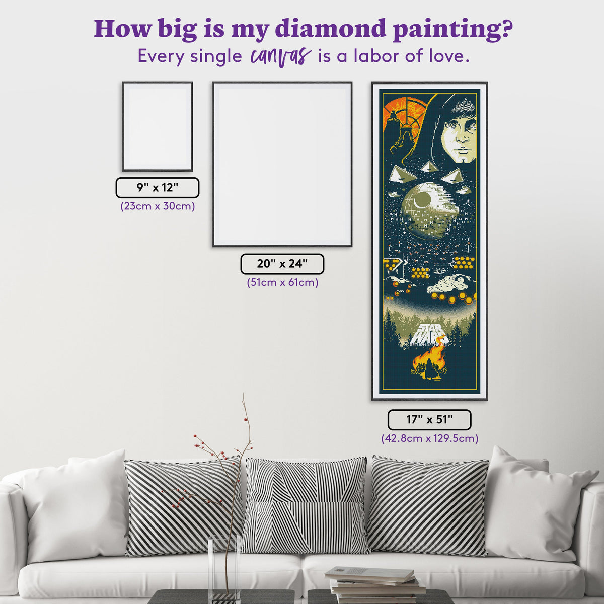 Diamond Painting Star Wars™: Return of the Jedi 17" x 51" (42.8cm x 129.5cm) / Square with 16 Colors including 1 AB and 2 Fairy Dust Diamonds / 89,440
