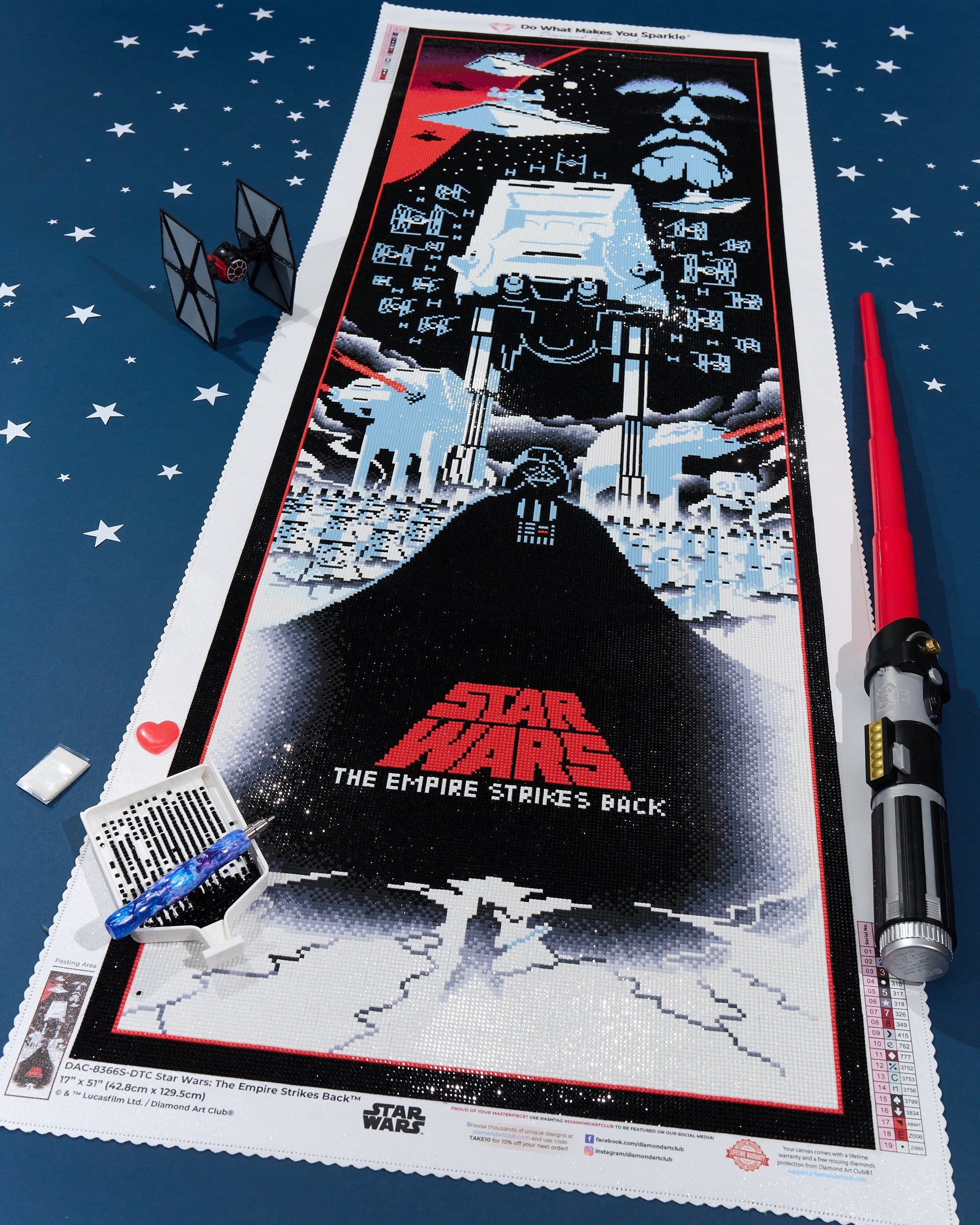 Diamond Painting Star Wars: The Empire Strikes Back 17" x 51" (42.8cm x 129.5cm) / Square with 19 Colors including 1 AB and 2 Fairy Dust Diamonds / 89,440