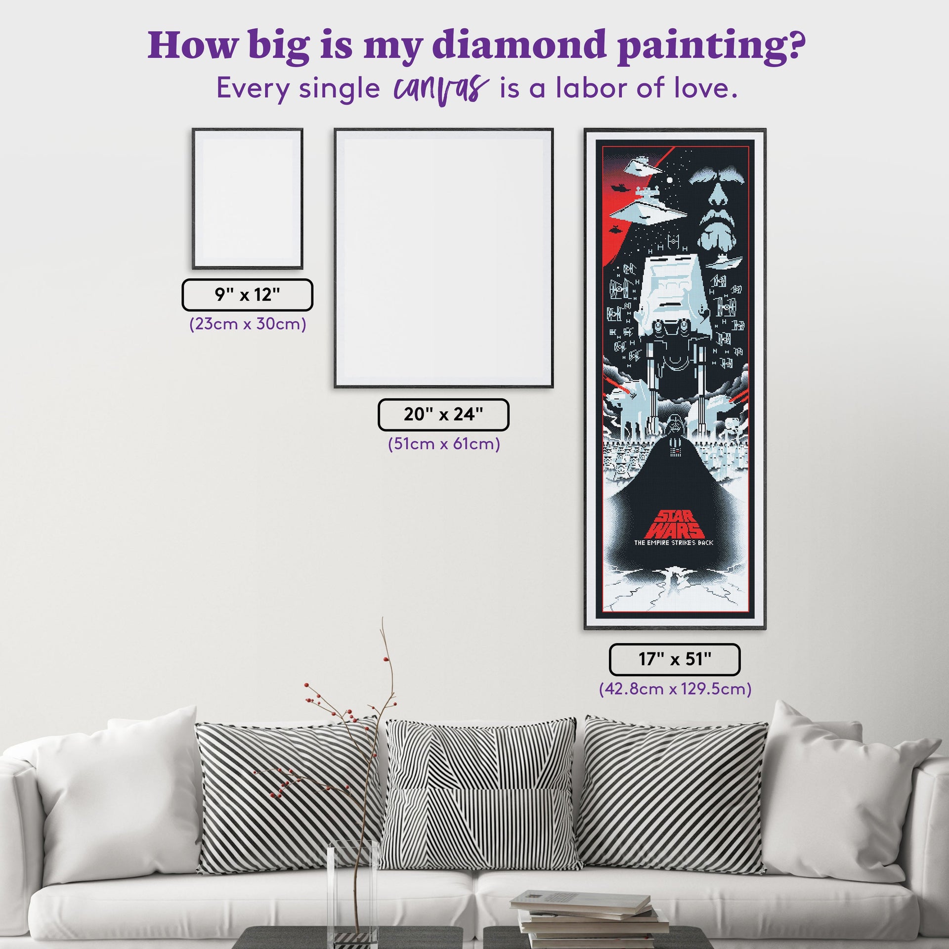 Diamond Painting Star Wars™: The Empire Strikes Back 17" x 51" (42.8cm x 129.5cm) / Square with 19 Colors including 1 AB and 2 Fairy Dust Diamonds / 89,440