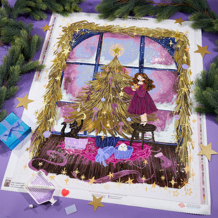 Diamond Painting Starlight Christmas 27.6" x 34.7" (69.9cm x 87.9cm) / Square with 64 Colors including 4 ABs and 1 Iridescent Diamond and 3 Fairy Dust Diamonds / 99,193