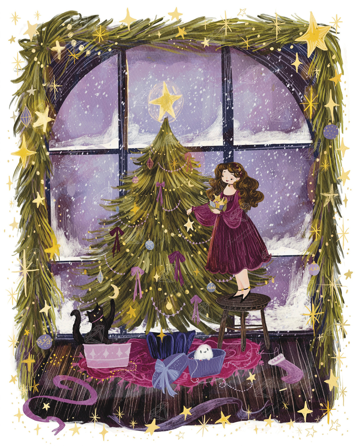 Diamond Painting Starlight Christmas 27.6" x 34.7" (69.9cm x 87.9cm) / Square with 64 Colors including 4 ABs and 1 Iridescent Diamond and 3 Fairy Dust Diamonds / 99,193