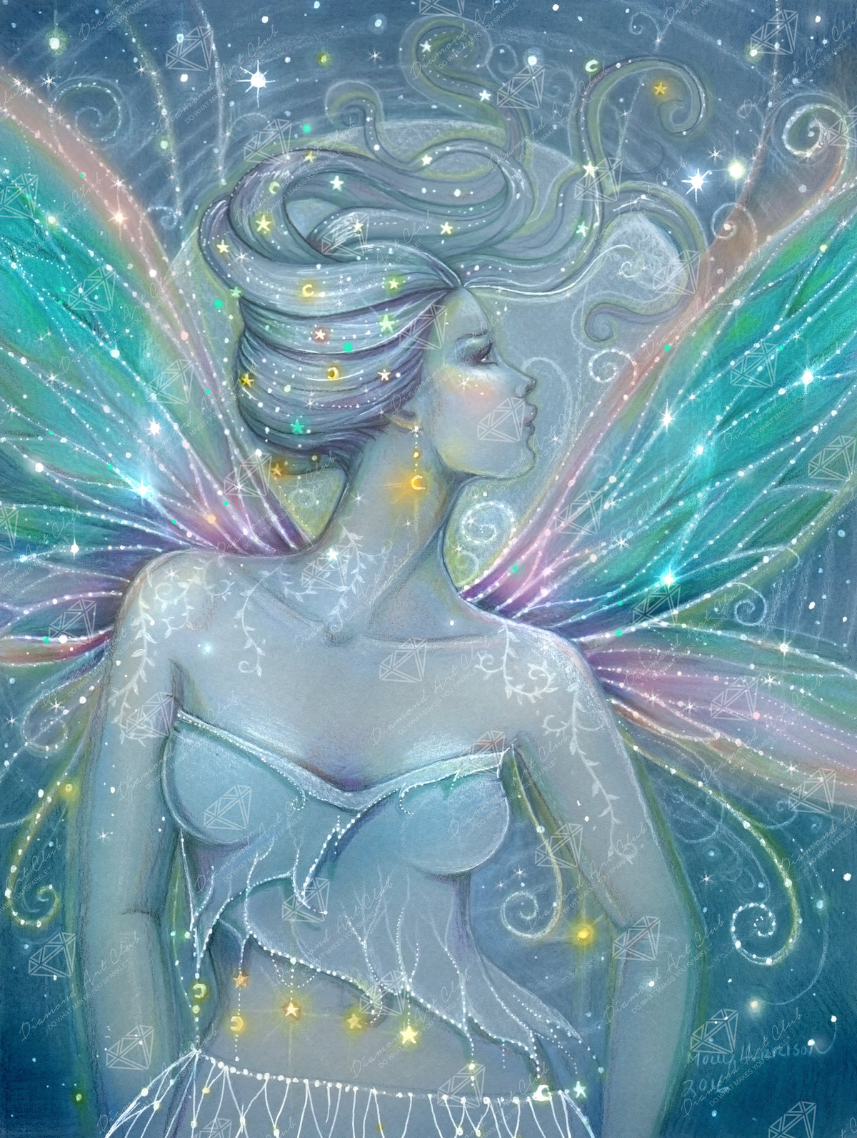 Diamond Painting Starry Night 22" x 29" (55.6cm x 73.7cm) / Round with 71 Colors including 2 ABs and 1 Iridescent Diamond and 5 Fairy Dust Diamonds / 54,136