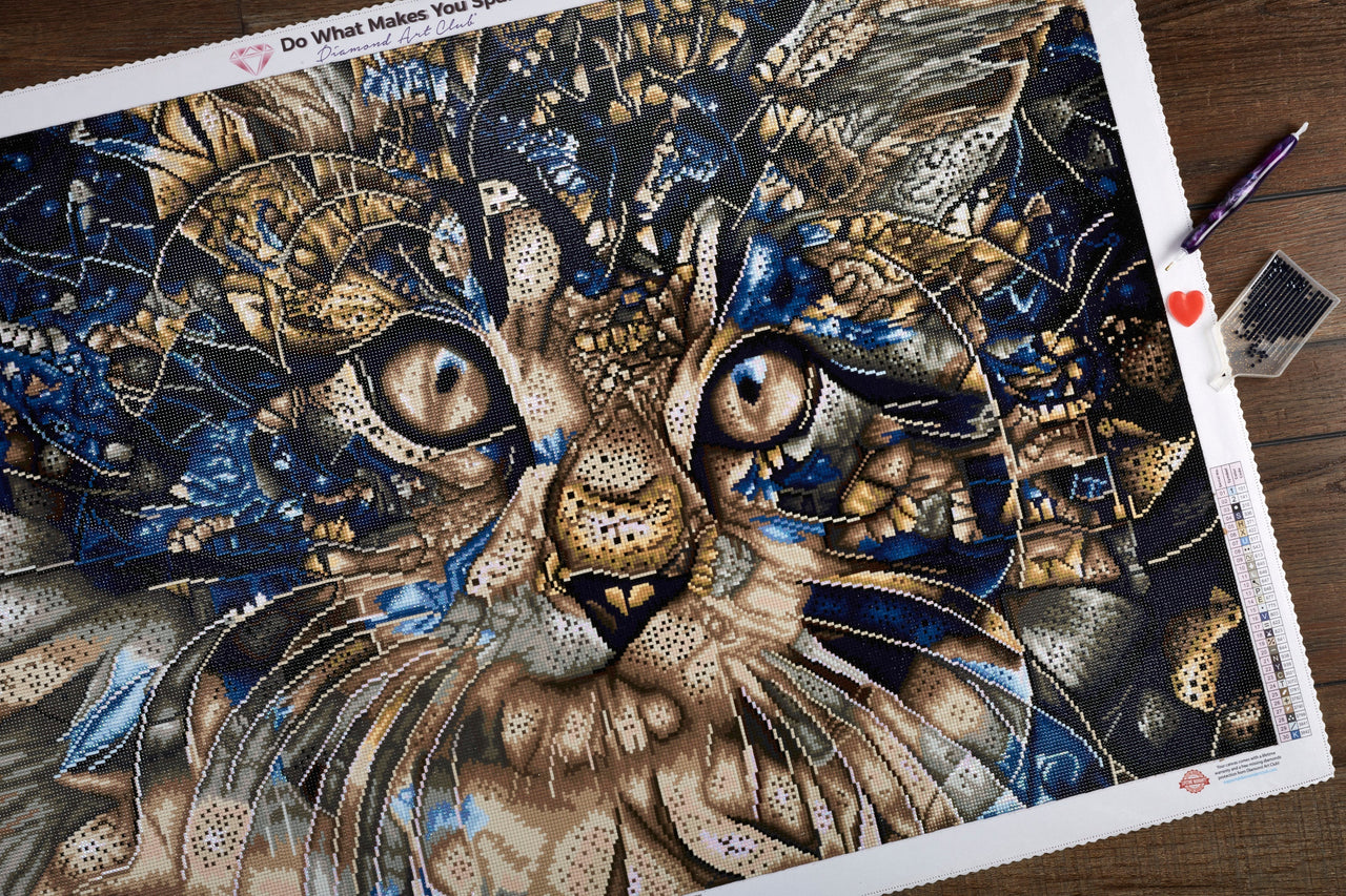 Diamond Painting Starstruck Maine Coon Cat 38.6" x 26.6" (98cm x 65cm) / Square with 30 Colors including 2 ABs / 102,573