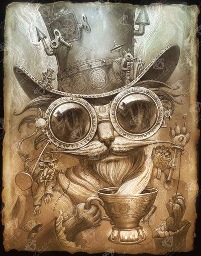 Diamond Painting Steampunk Catdaddy 25.6" x 32.7" (65cm x 83cm) / Square with 41 Colors including 2 ABs and 1 Fairy Dust Diamond / 86,913