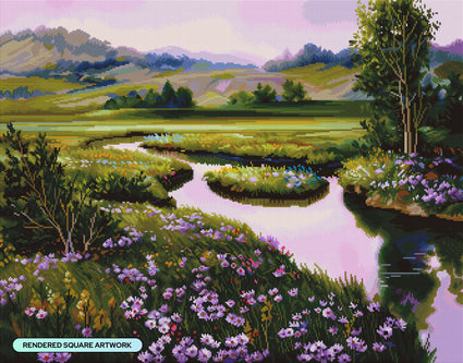 Diamond Painting Still Waters 32.7" x 25.6" (83cm x 65cm) / Square With 67 Colors Including 3 ABs and 1 Fairy Dust Diamond / 86,913
