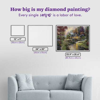 Diamond Painting Stillwater Cottage 33.9" x 25.6" (85.9cm x 65cm) / Square With 87 Colors Including 2 ABs and 4 Fairy Dust Diamonds / 90,045
