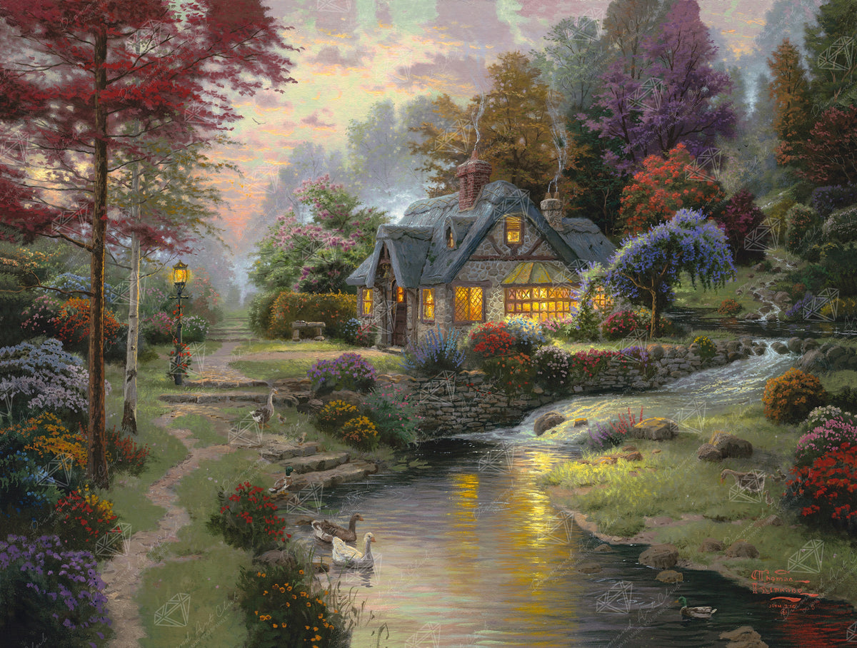 Diamond Painting Stillwater Cottage 33.9" x 25.6" (85.9cm x 65cm) / Square With 87 Colors Including 2 ABs and 4 Fairy Dust Diamonds / 90,045