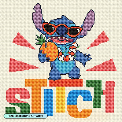 Diamond Painting Stitch 17" x 17" (42.7cm x 42.7cm) / Round with 16 Colors including 3 ABs and 2 Fairy Dust Diamonds / 24,025