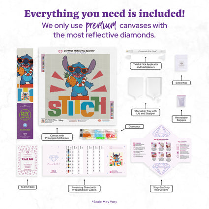 Diamond Painting Stitch 17" x 17" (42.7cm x 42.7cm) / Round with 16 Colors including 3 ABs and 2 Fairy Dust Diamonds / 24,025