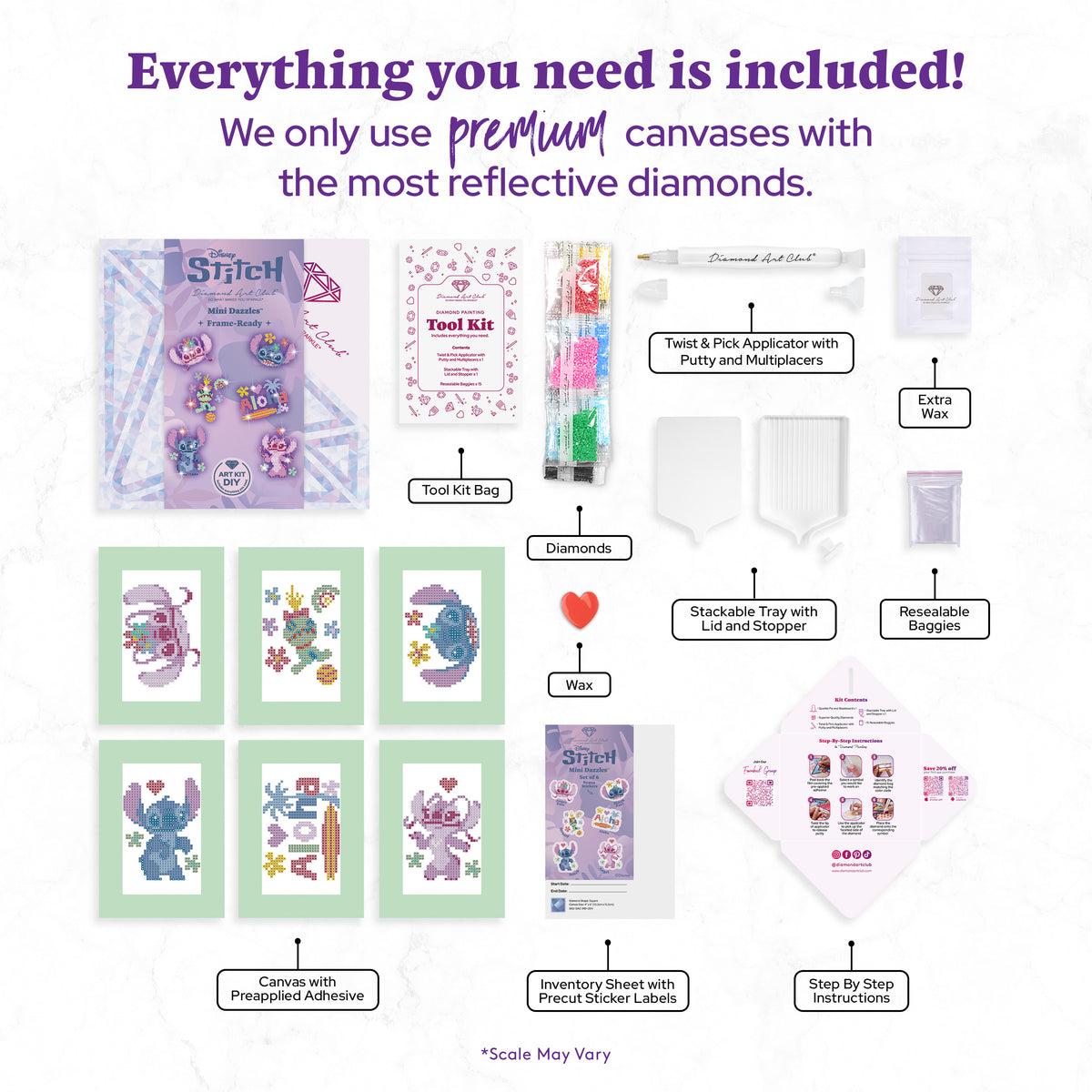 Diamond Painting Stitch™ - Mini Dazzles™ 4" x 6" (10.2cm x 15.2cm) / Square With 13 Colors Including 13 Fairy Dust Diamonds / 3,867
