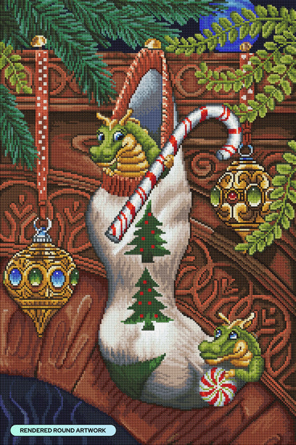 Diamond Painting Stocking Stuffers 20" x 30" (50.6cm x 76cm) / Round with 58 Colors including 2 ABs and 1 Special Diamond and 4 Fairy Dust Diamonds / 50,784