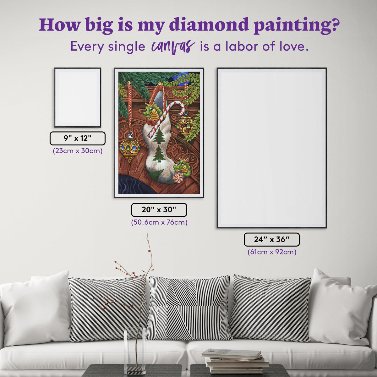Diamond Painting Stocking Stuffers 20" x 30" (50.6cm x 76cm) / Round with 58 Colors including 2 ABs and 1 Special Diamond and 4 Fairy Dust Diamonds / 50,784