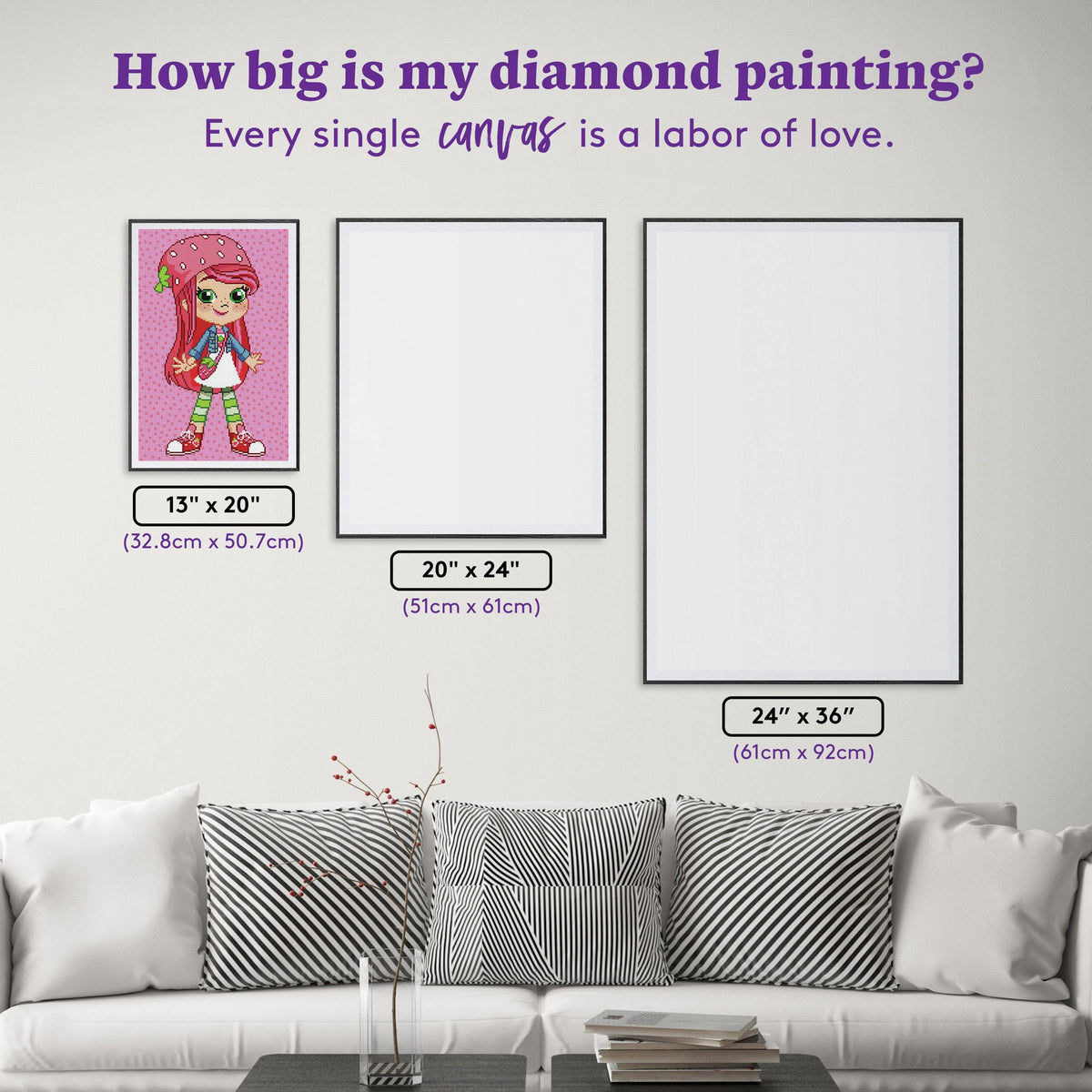 Diamond Painting Strawberry Shortcake 13" x 20" (32.8cm x 50.7cm) / Round with 29 Colors including 4 AB Diamonds and 1 Fairy Dust Diamonds / 21,177