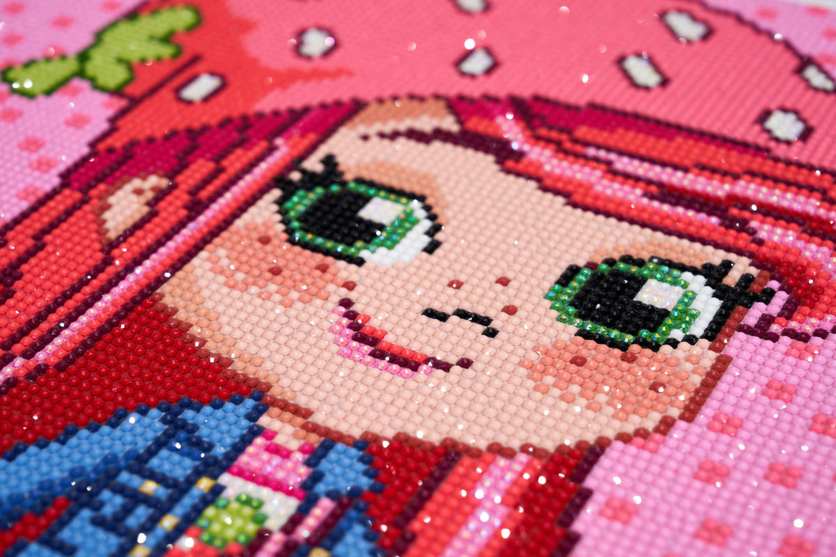 Diamond Painting Strawberry Shortcake 13" x 20" (32.8cm x 50.7cm) / Round with 29 Colors including 4 AB Diamonds and 1 Fairy Dust Diamonds / 21,177