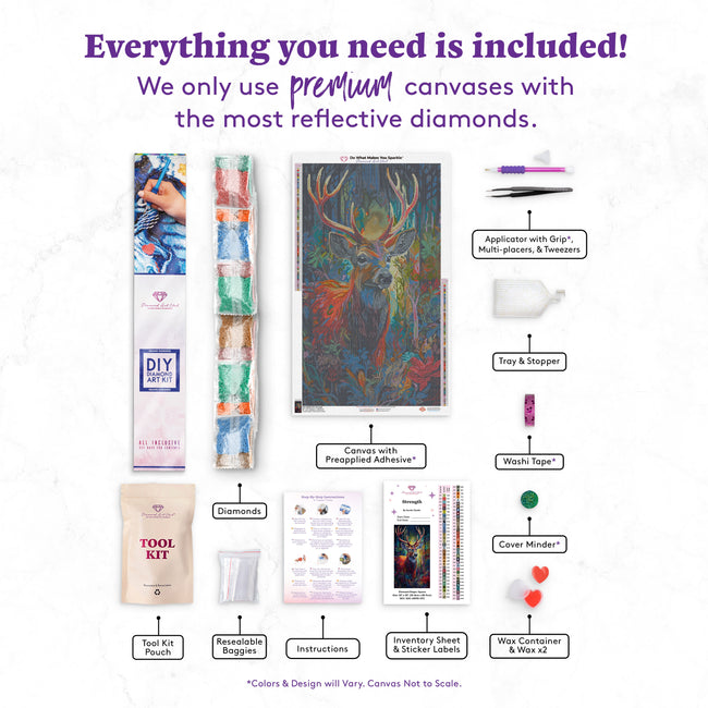 Diamond Painting Strength 20" x 35" (50.8cm x 88.9cm) / Square with 71 Colors including 3 ABs and 1 Fairy Dust Diamond / 72,828
