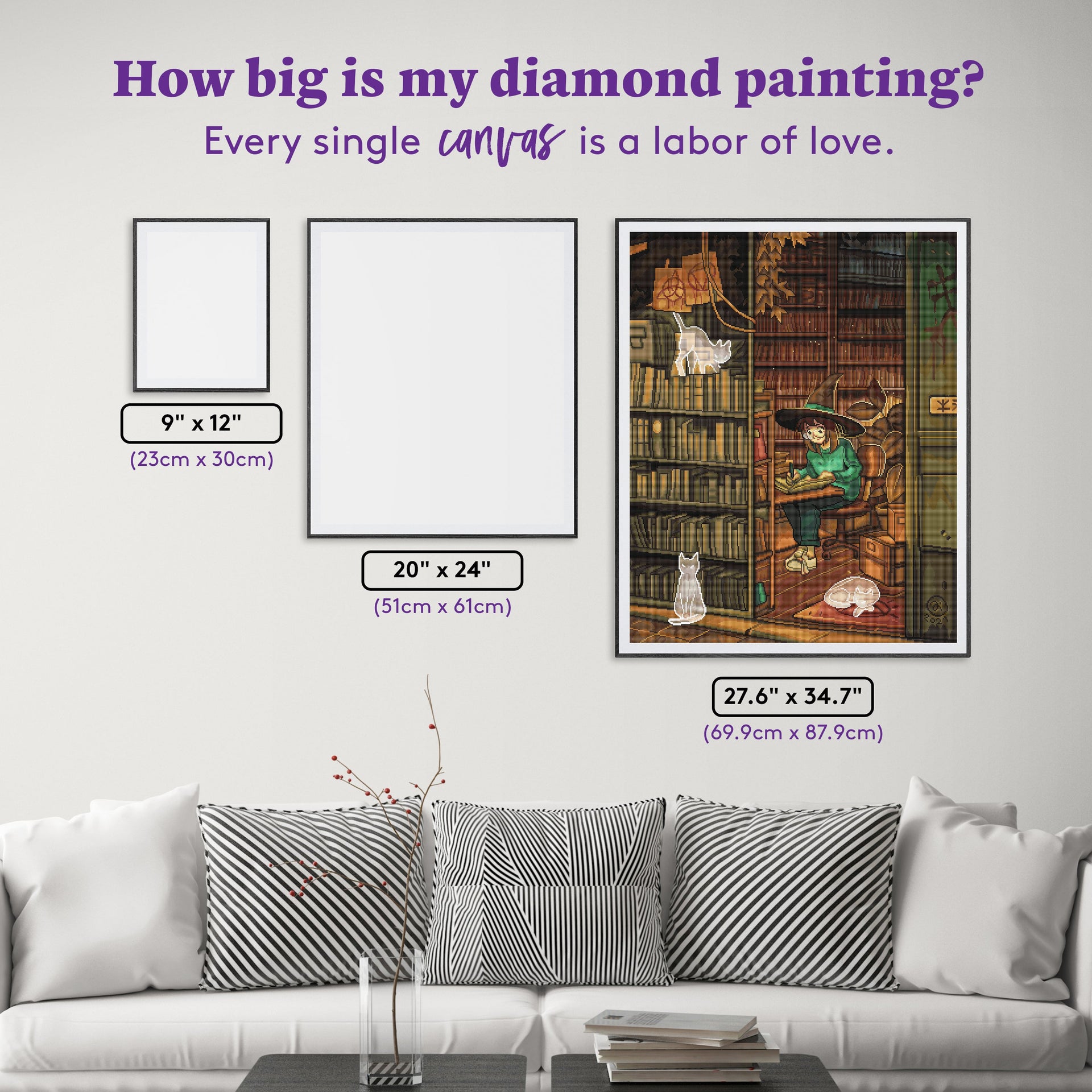 Diamond Painting Studying at the Library 27.6" x 34.7" (69.9cm x 87.9cm) / Square With 60 Colors Including 2 ABs and 6 Fairy Dust Diamonds / 99,193