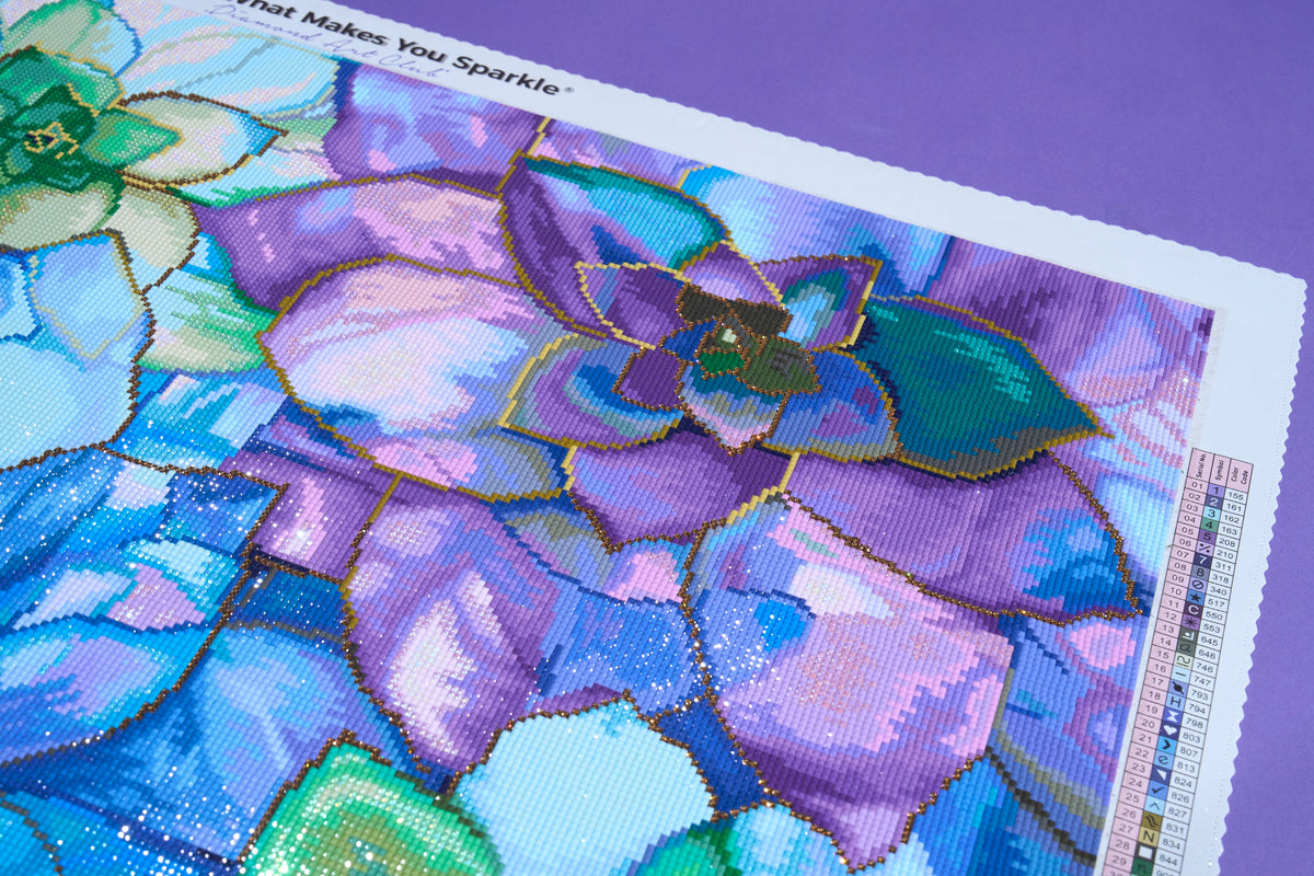 Diamond Painting Succulents 33" x 22" (83.7cm x 55.8cm) / Square with 72 Colors including 5 ABs and 1 Iridescent Diamond and 3 Fairy Dust Diamonds / 75,264