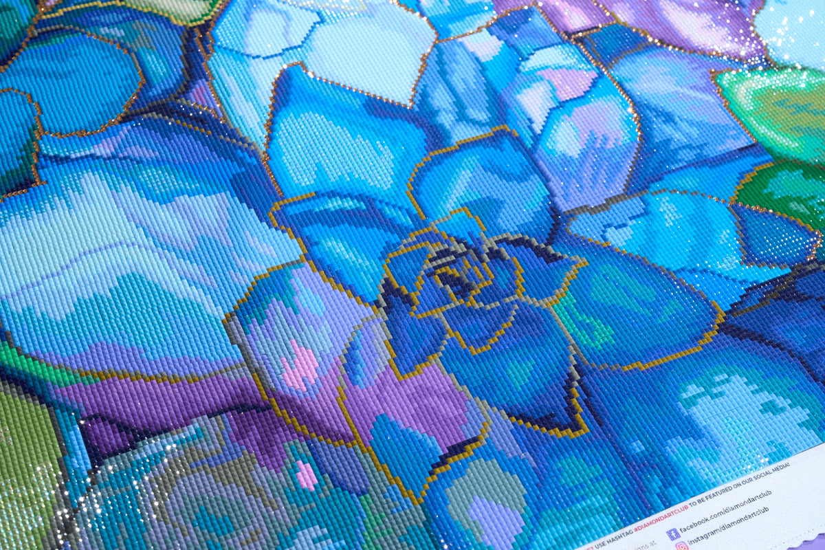 Diamond Painting Succulents 33" x 22" (83.7cm x 55.8cm) / Square with 72 Colors including 5 ABs and 1 Iridescent Diamond and 3 Fairy Dust Diamonds / 75,264