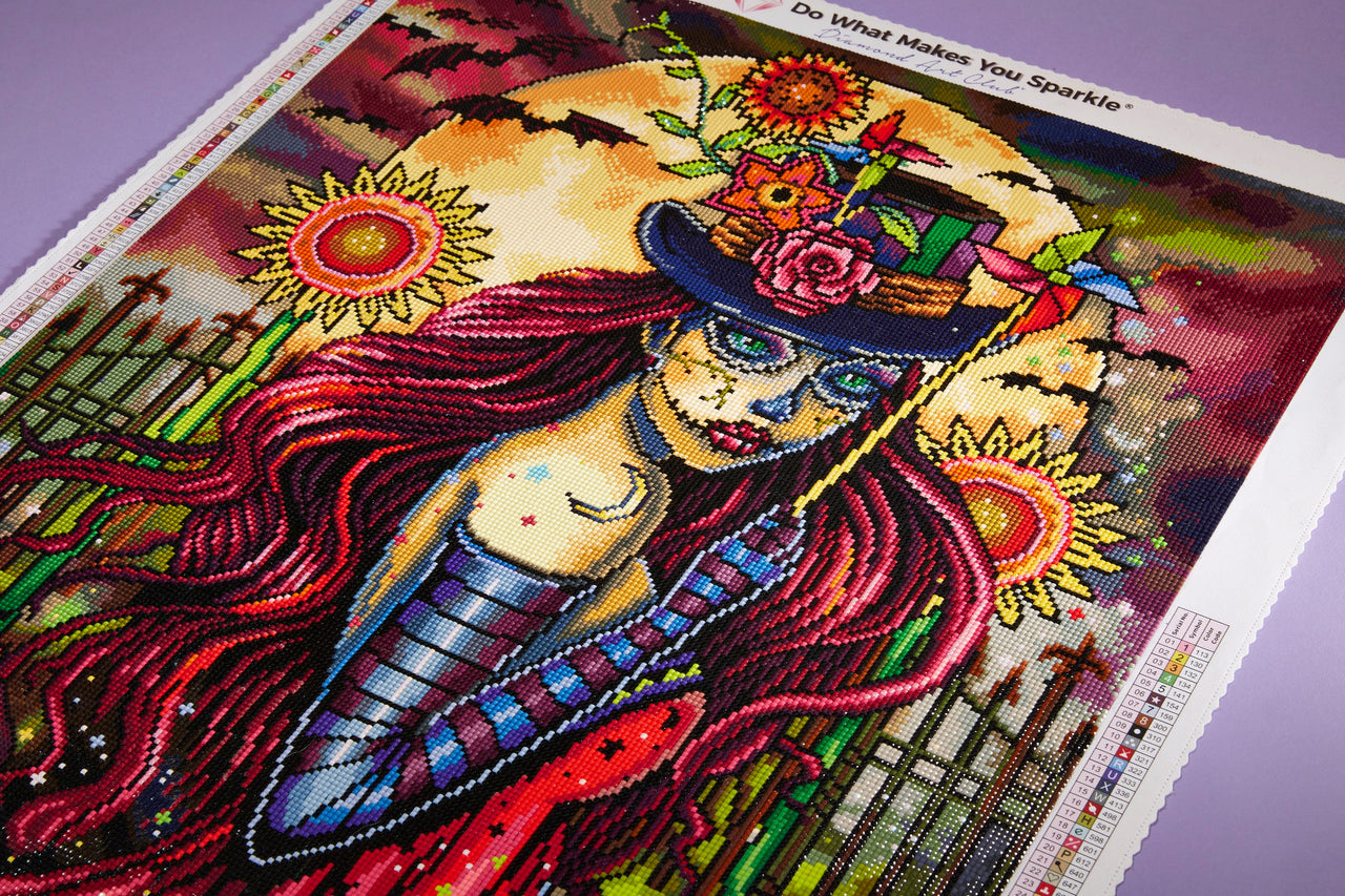 Diamond Painting Sugar Skull Girl 22" x 28" (55.8cm x 70.7cm) / Square with 64 Colors including 5 ABs / 63,616