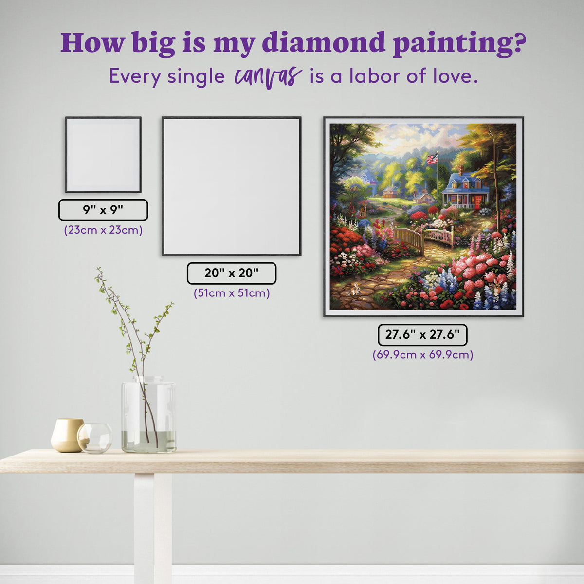 Diamond Painting Summer in the Country 27.6" x 27.6" (69.9cm x 69.9cm) / Square with 94 Colors including 3 ABs and 4 Fairy Dust Diamonds / 78,961