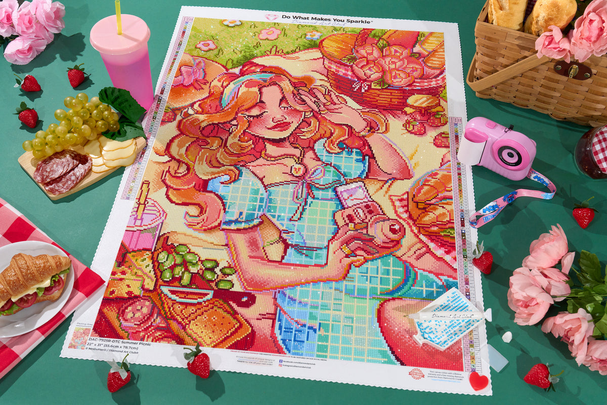 Diamond Painting Summer Picnic 22" x 31" (55.6cm x 78.7cm) / Round With 80 Colors Including 2 ABs and 5 Fairy Dust Diamonds / 57,772