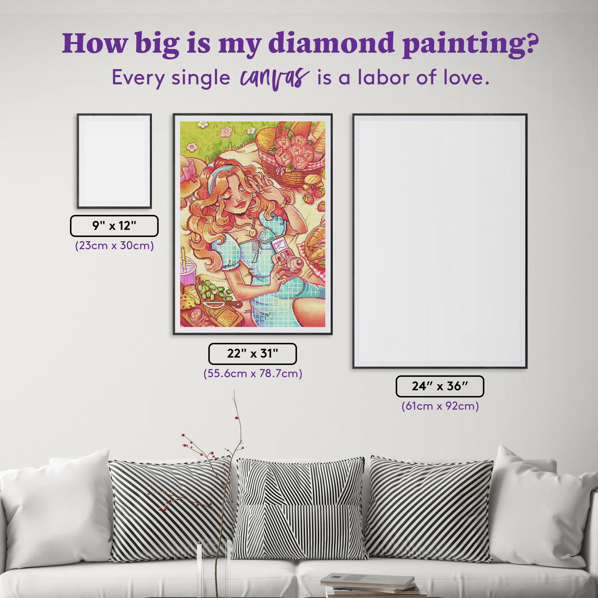 Diamond Painting Summer Picnic 22" x 31" (55.6cm x 78.7cm) / Round With 80 Colors Including 2 ABs and 5 Fairy Dust Diamonds / 57,772