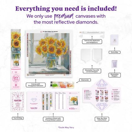 Diamond Painting Summer Shine 22" x 22" (55.6cm x 55.6cm) / Round with 48 Colors including 3 ABs and 4 Fairy Dust Diamonds / 40,804