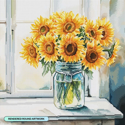 Diamond Painting Summer Shine 22" x 22" (55.6cm x 55.6cm) / Round with 48 Colors including 3 ABs and 4 Fairy Dust Diamonds / 40,804