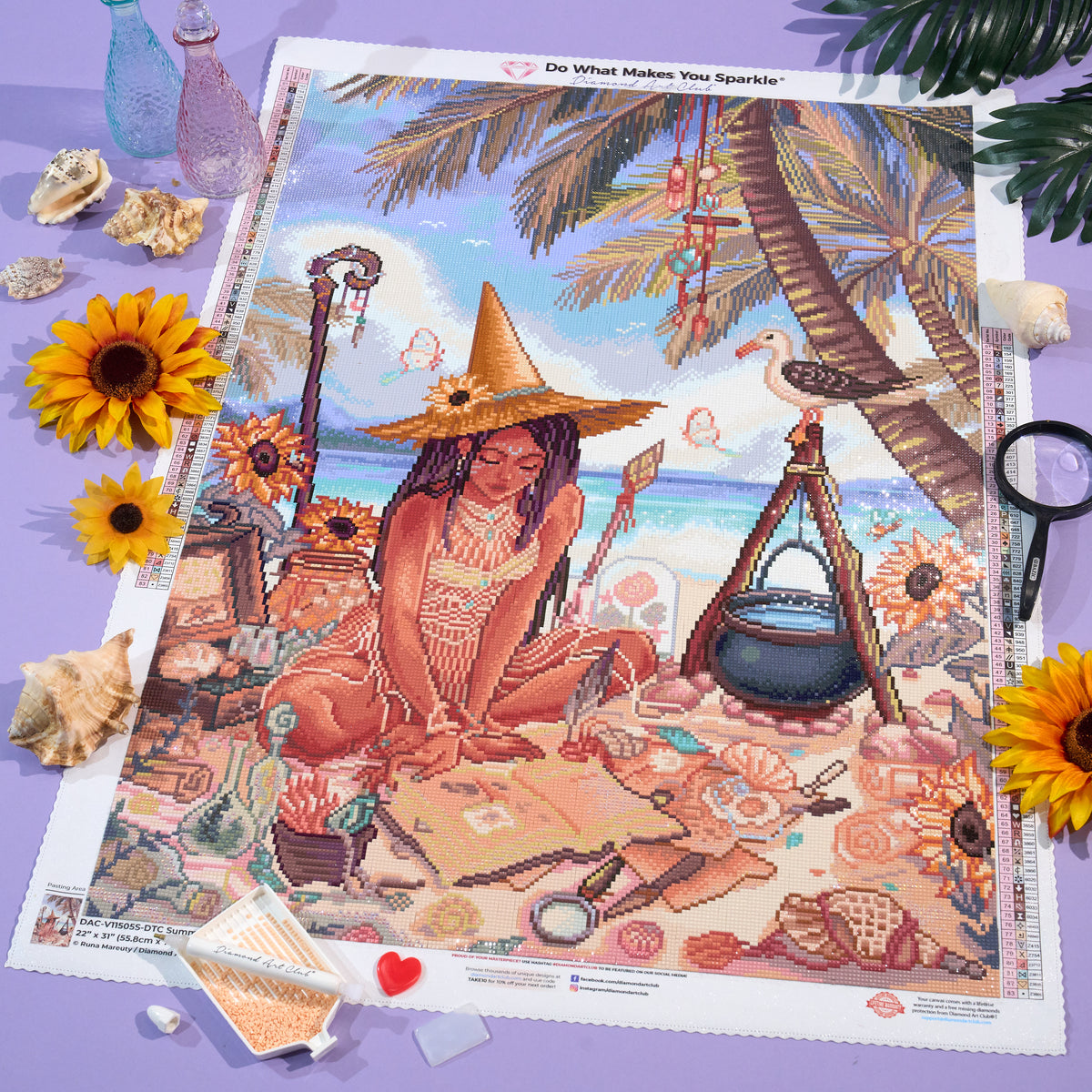 Diamond Painting Summer Witch 22" x 31" (55.8cm x 78.7cm) / Square with 83 Colors including 2 ABs and 6 Fairy Dust Diamonds / 70,784
