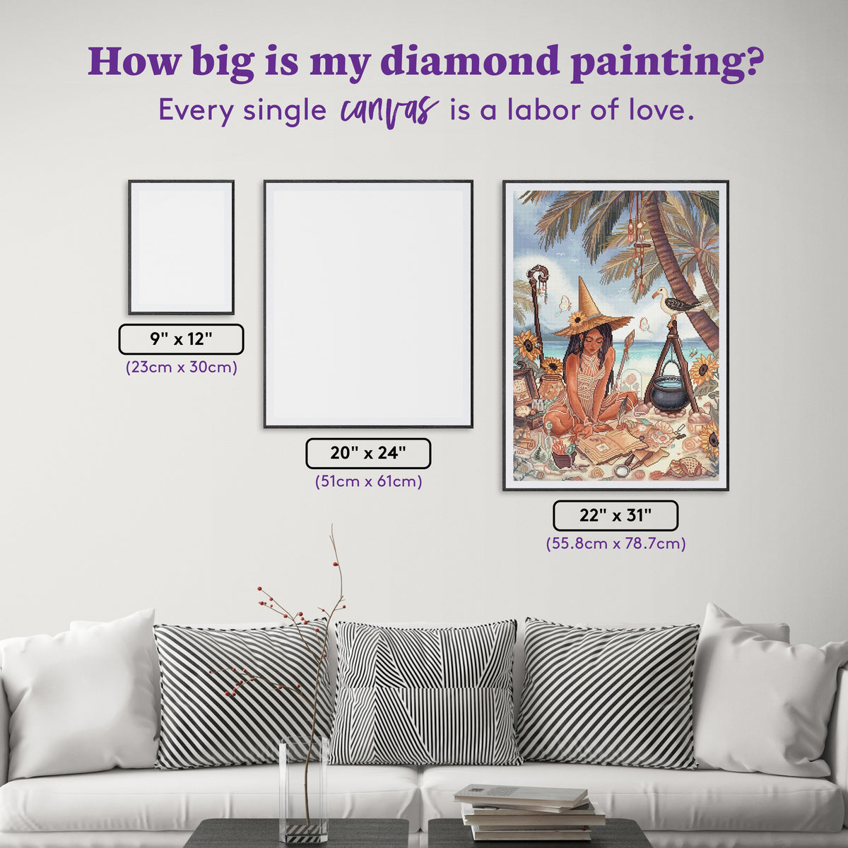 Diamond Painting Summer Witch 22" x 31" (55.8cm x 78.7cm) / Square with 83 Colors including 2 ABs and 6 Fairy Dust Diamonds / 70,784