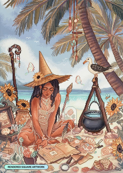 Diamond Painting Summer Witch 22" x 31" (55.8cm x 78.7cm) / Square with 83 Colors including 2 ABs and 6 Fairy Dust Diamonds / 70,784