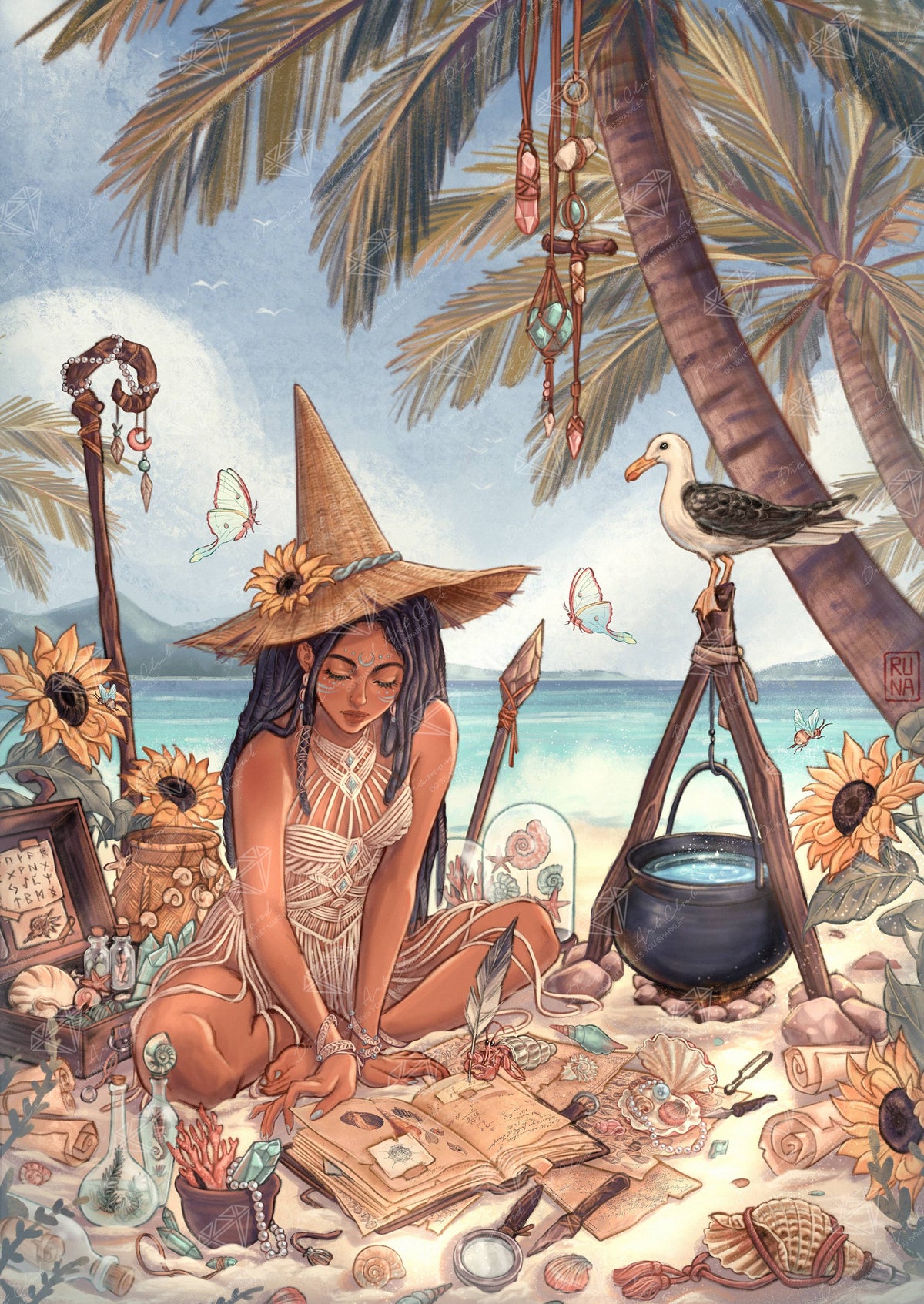 Diamond Painting Summer Witch 22" x 31" (55.8cm x 78.7cm) / Square with 83 Colors including 2 ABs and 6 Fairy Dust Diamonds / 70,784