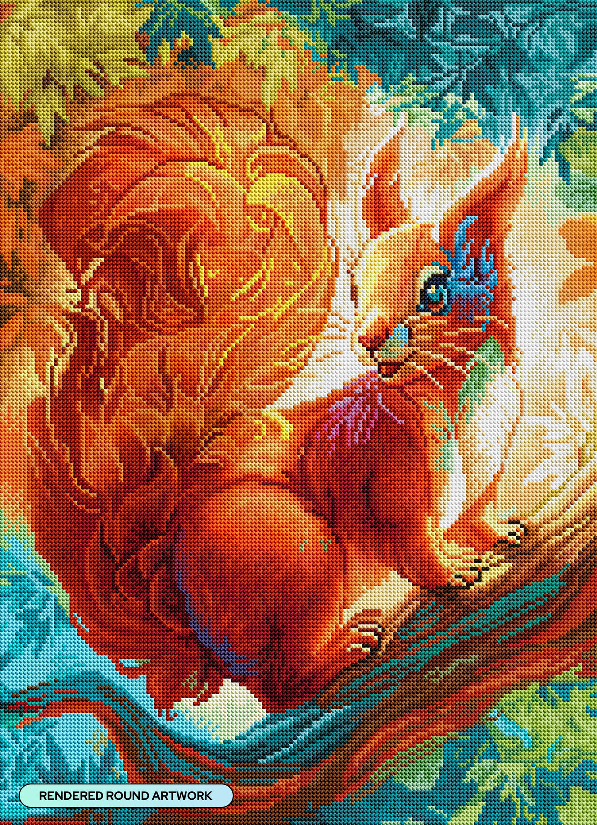 Diamond Painting Sunbeam the Squirrel 17" x 23" (42.7cm x 58.9cm) / Round With 47 Colors Including 3 ABs and 3 Fairy Dust Diamonds / 33,170