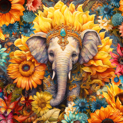 Diamond Painting Sunflower Bath 22" x 22" (55.8cm x 55.8cm) / Square with 81 Colors including 2 ABs and 4 Fairy Dust Diamonds / 50,176