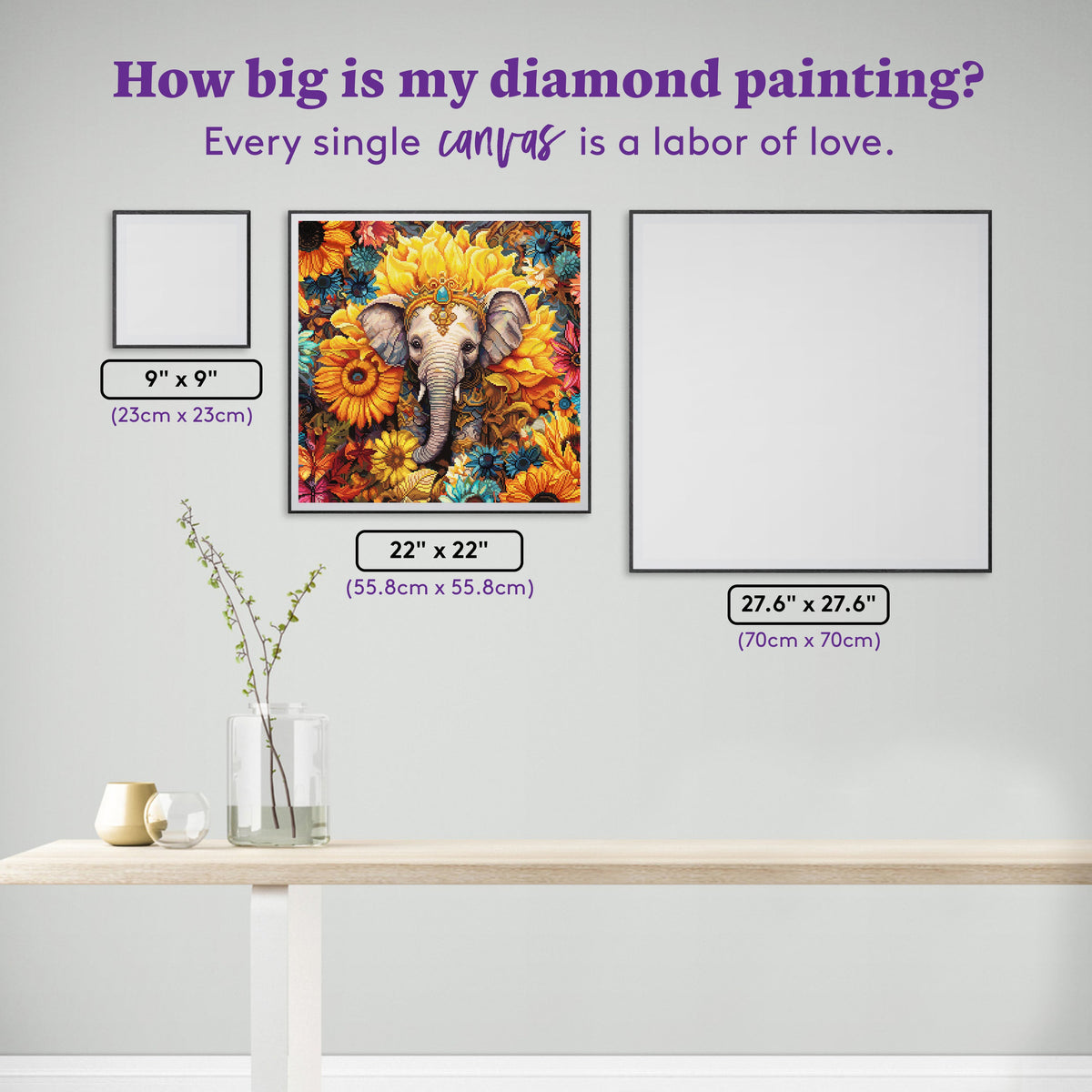 Diamond Painting Sunflower Bath 22" x 22" (55.8cm x 55.8cm) / Square with 81 Colors including 2 ABs and 4 Fairy Dust Diamonds / 50,176